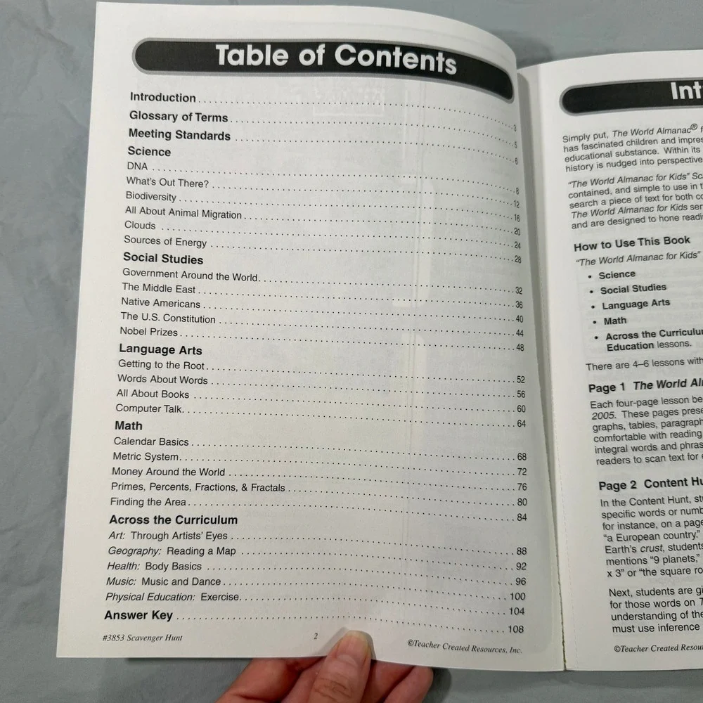 World Almanac for Kids Scavenger Hunts Grades 6-8 Workbook TCR 3853 Paperback